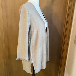 JJill open front fringe sleeve cardigan, macadamia, small
